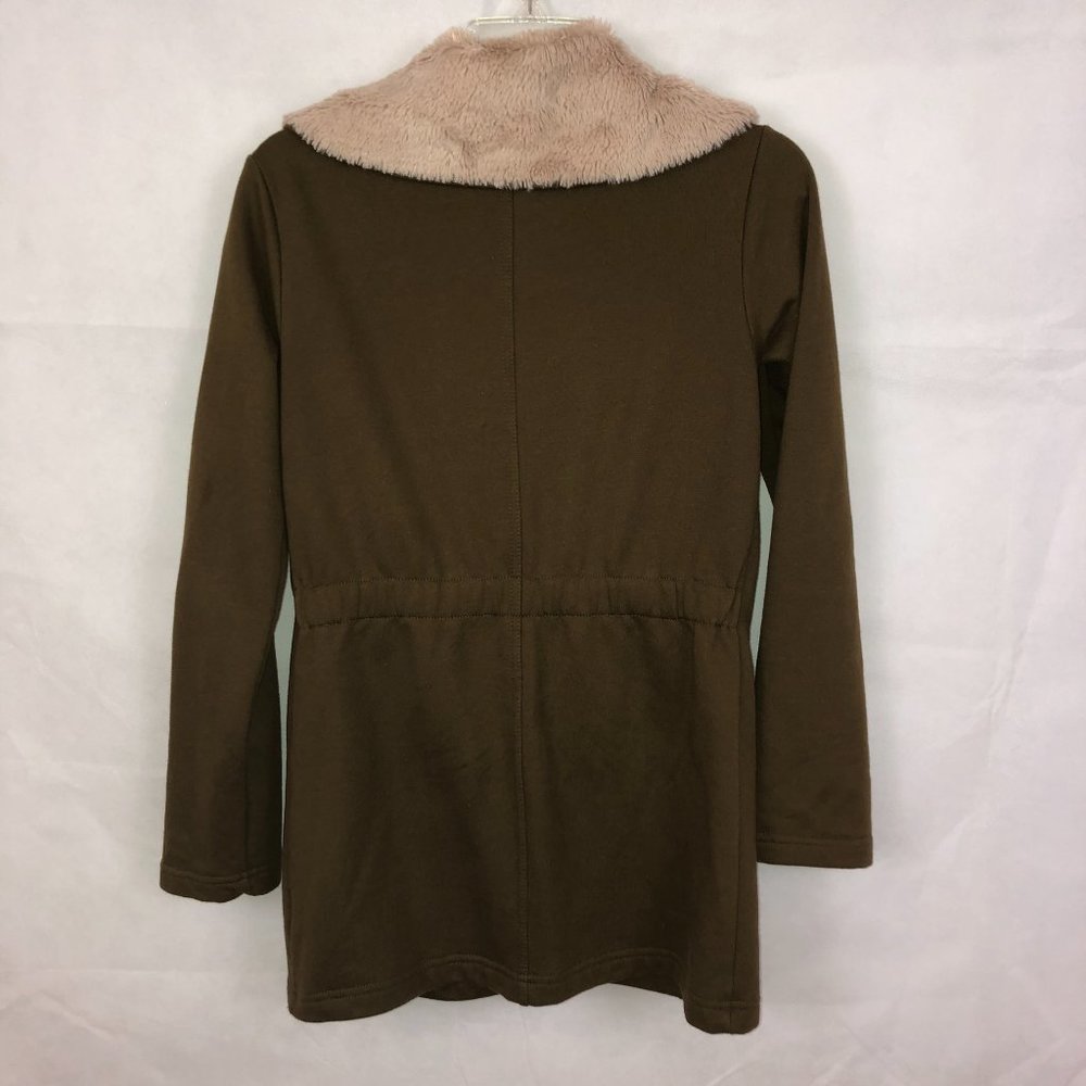 Merona Soft Knit Green Jacket w/ Faux Fur Size XS - Picture 3 of 5
